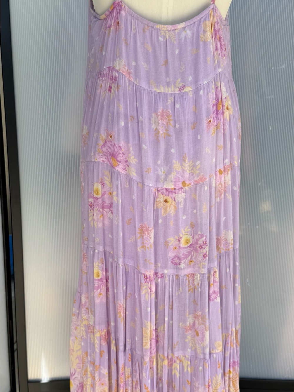 Spell Lavender-Pink Floral Tiered Button Maxi Dress - Picture 2 of 3
